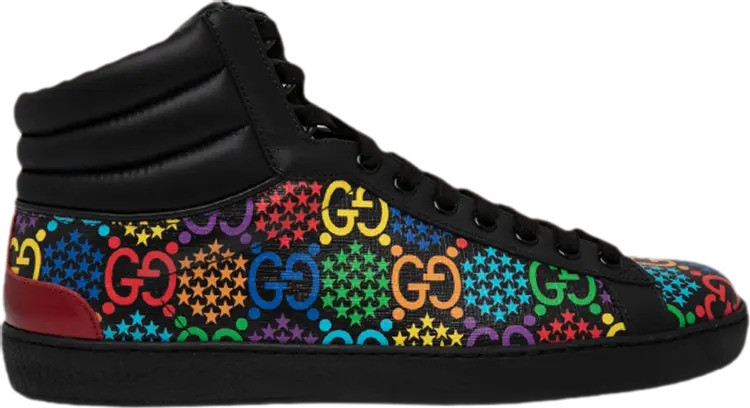 

Кроссовки Gucci Ace GG Supreme High Psychedelic - Black, черный