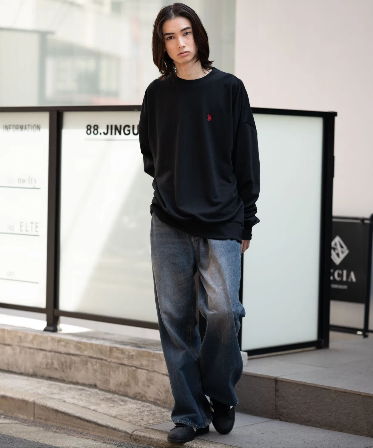 Свитшот с вышивкой U.S. POLO ASSN. × WEGO, оверсайз, офф-вайт — фото 3