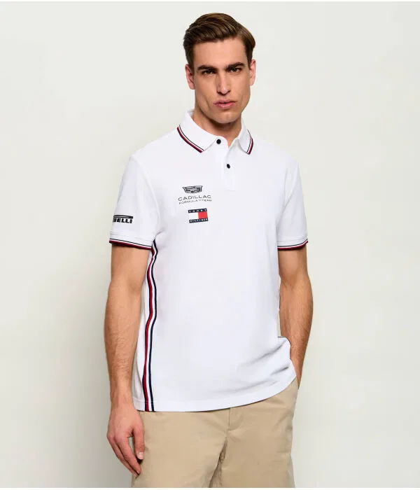 Мужское поло Tommy Hilfiger x Cadillac Formula 1 Team Replica, белый