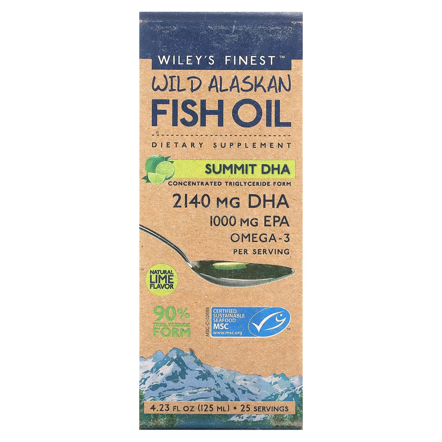 

Wiley's Finest, Summit DHA, жир дикой аляскинской рыбы, с натуральным вкусом лайма, 125 мл (4,23 жидкой унции)