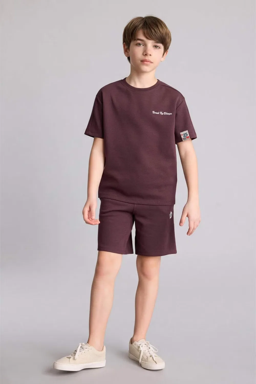 Комплект оверсайз с принтом 2 piece oversize fit Defacto, фиолетовый