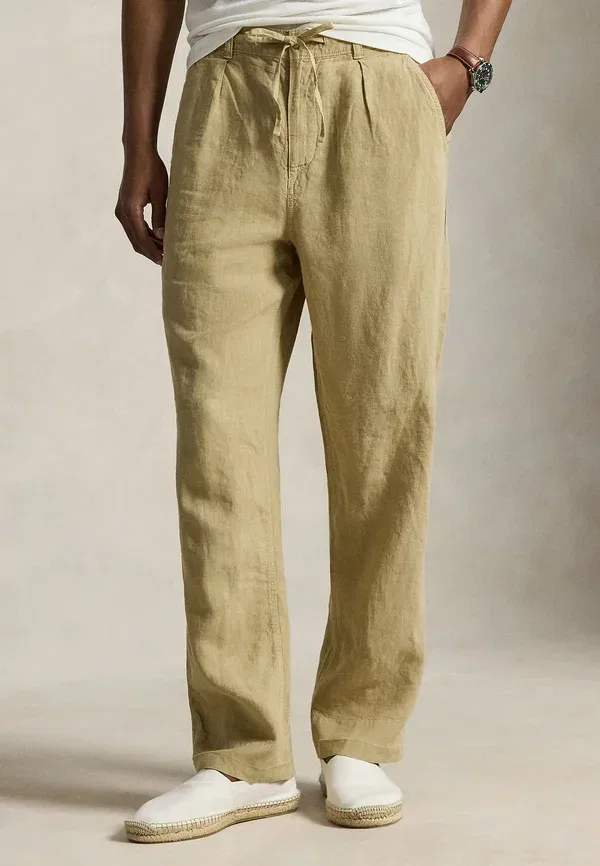 Брюки из льна, свободный крой, Lateef, Polo Ralph Lauren, coastal beige, бежевый