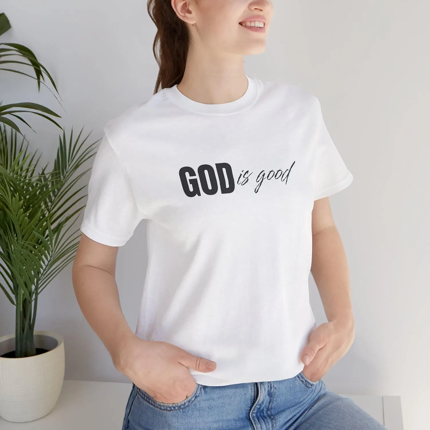 Женская футболка с принтом God Is Good Bella+canvas, White — фото 2