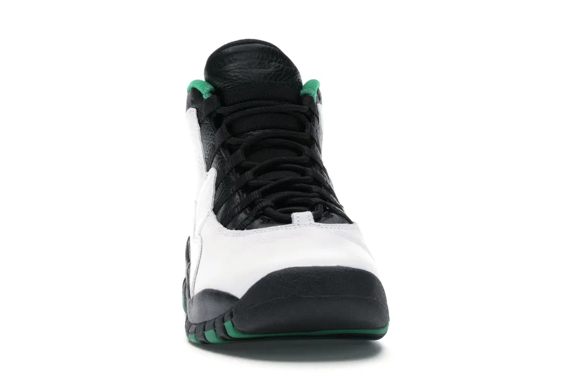 Детские кроссовки с кожаным верхом Jordan 10 Retro, White/Black-Green-Yellow — фото 2