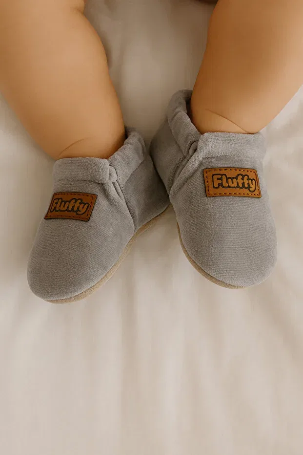 Детские домашние тапочки с принтом Fluffy, Gray