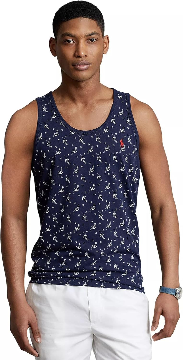 

Футболка-поло Ralph Lauren с принтом якоря и лошадкой, мужская, майка, цвет navy blue с красной лошадкой POLO RALPH LAUREN, Anchors Aweigh French Navy