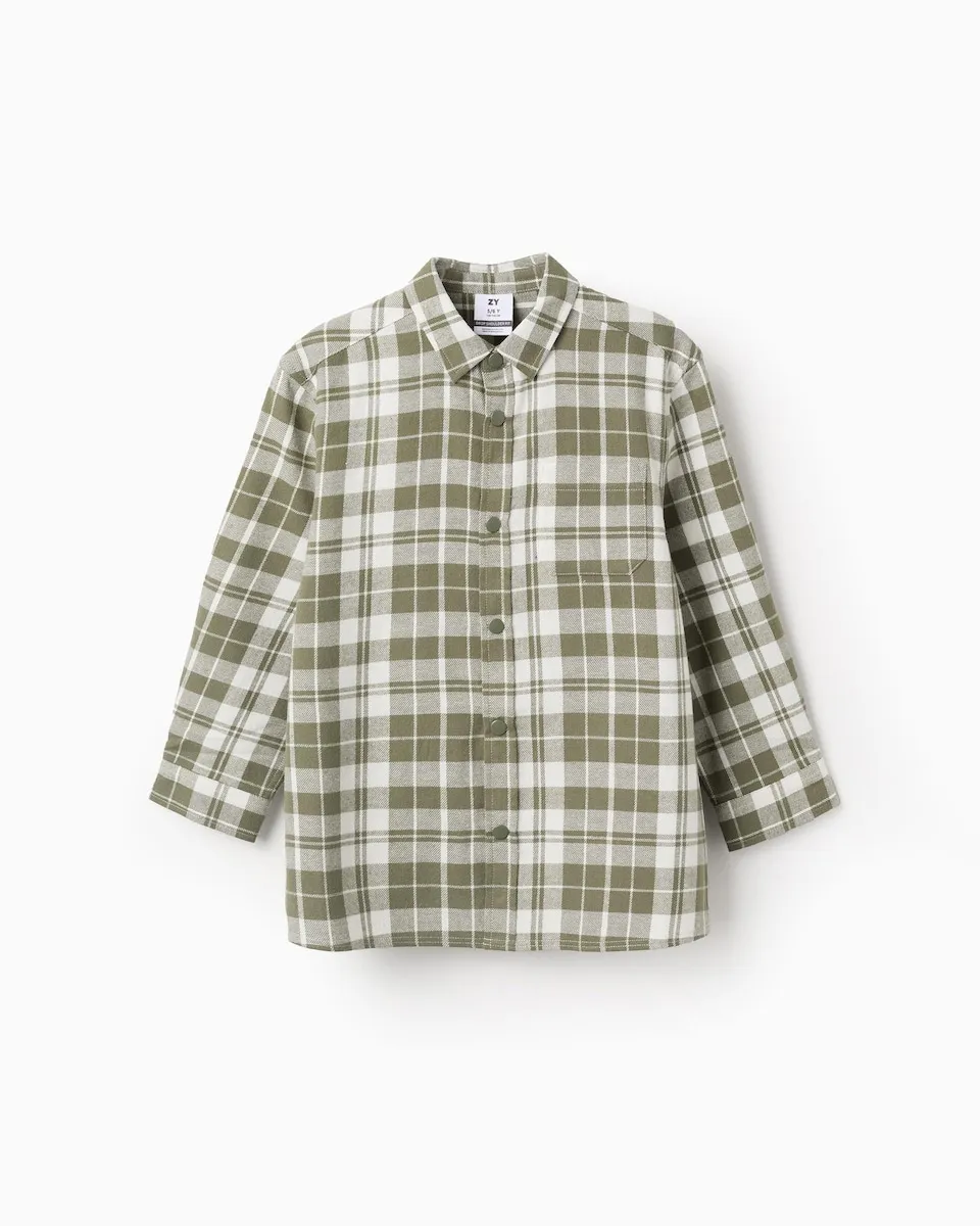 

Детская фланелевая рубашка в клетку Zippy, зеленый