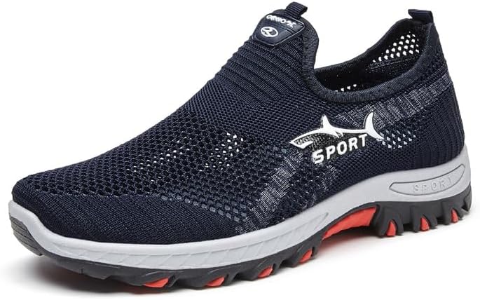 

Мужские спортивные кроссовки с дышащей сеткой и шнуровкой - легкие, низкие, повседневного стиля, с прочной резиновой подошвой, удобной тканевой подкладкой, гибкий дизайн, подходящий для повседневной носки и легких упражнений Hoalox, синий