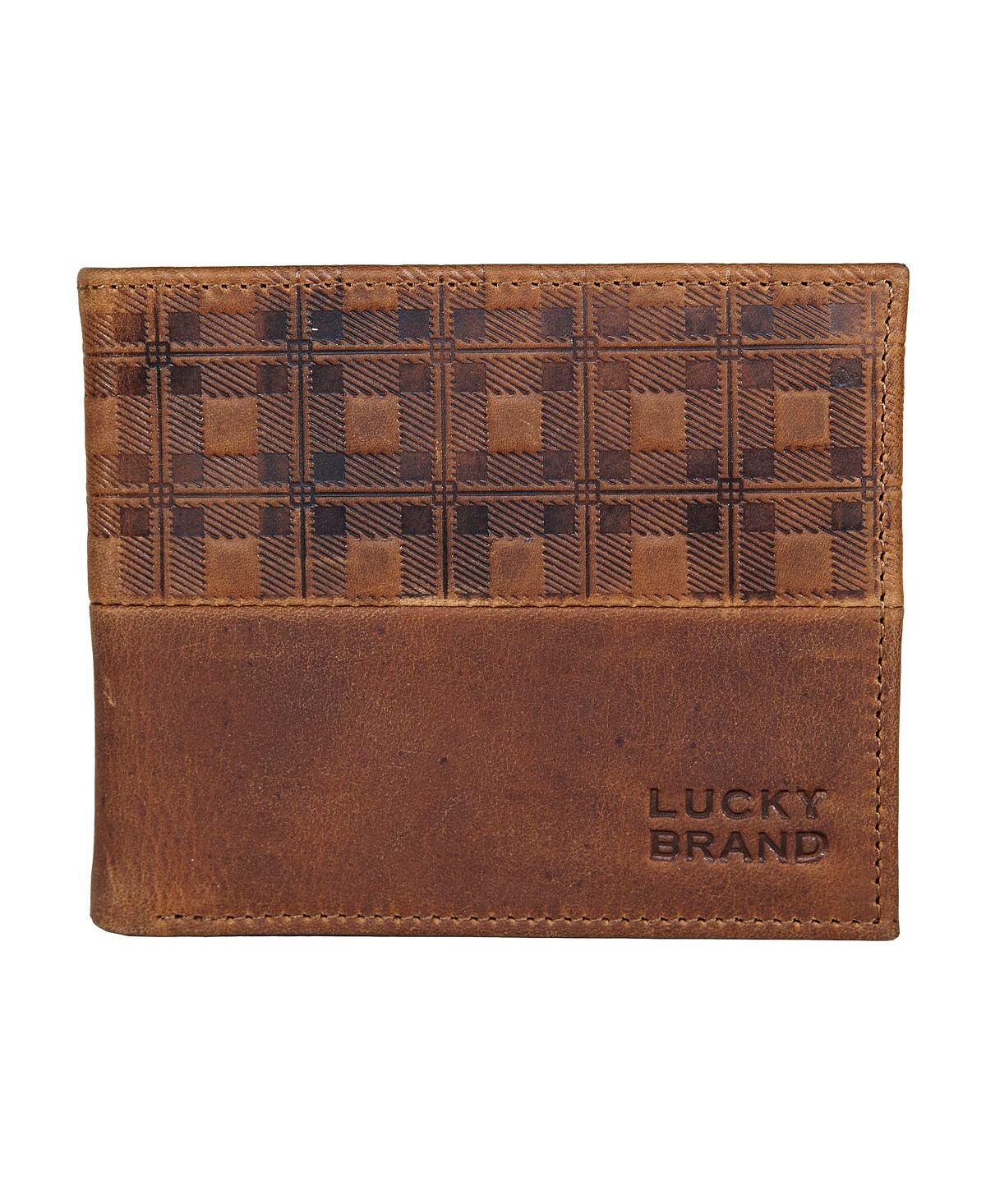 

Мужской кожаный кошелек с тиснением в клетку и двойным складыванием Lucky Brand