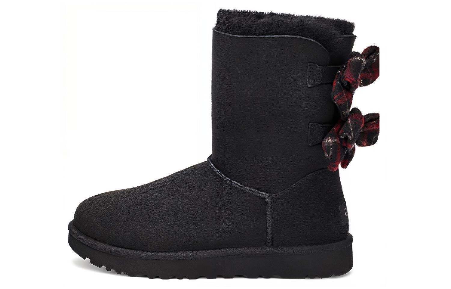 Сапоги зимние женские UGG с бантиком, черный