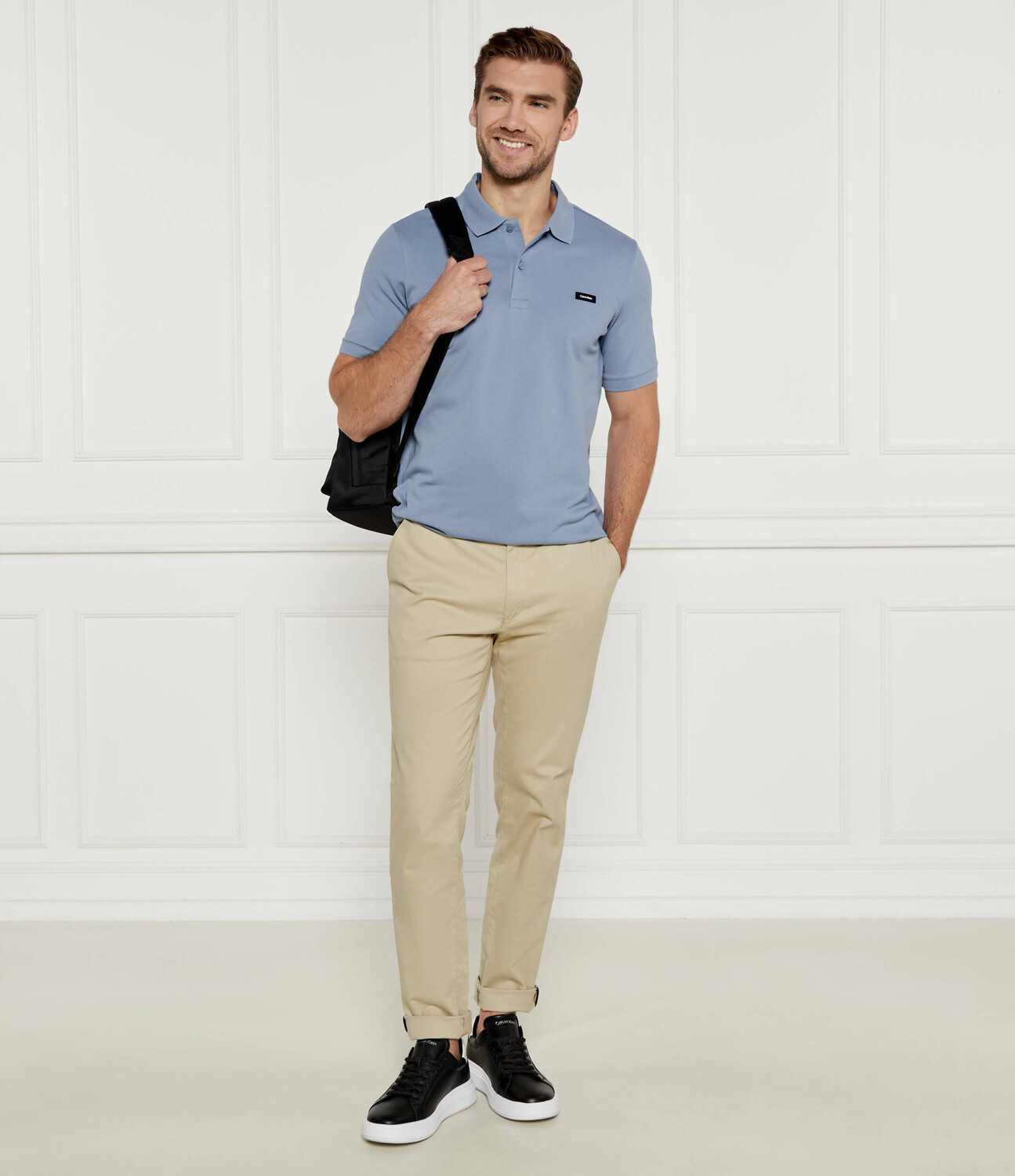Поло Calvin Klein Slim Fit stretch pique, небесно-голубой — фото 2