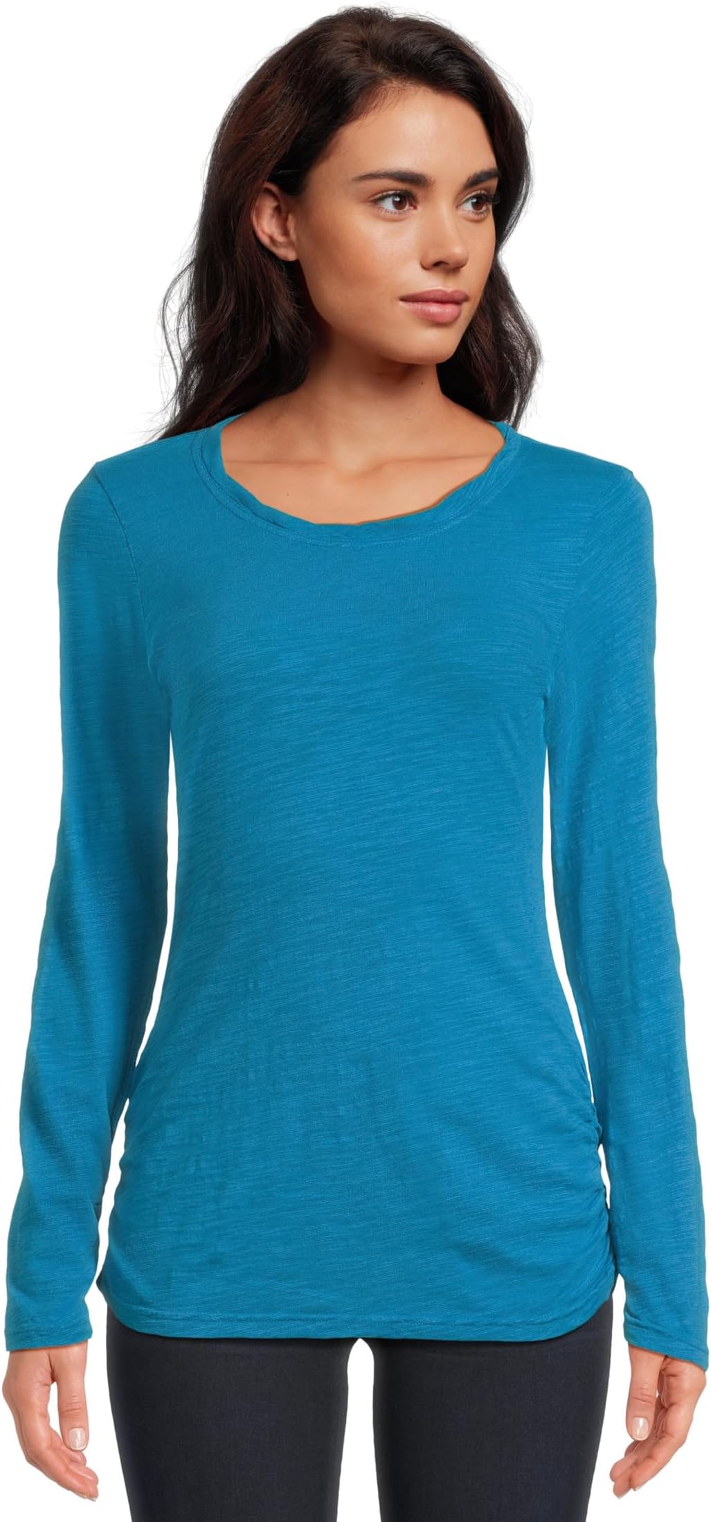 

Футболка Mod-o-doc Long Sleeve Twisted Scoop Neck Tee, цвет Calypso Blue