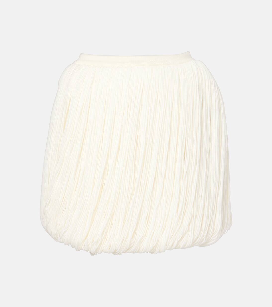 

Мини-юбка из шерсти с бахромой Alaïa, цвет blanc casse