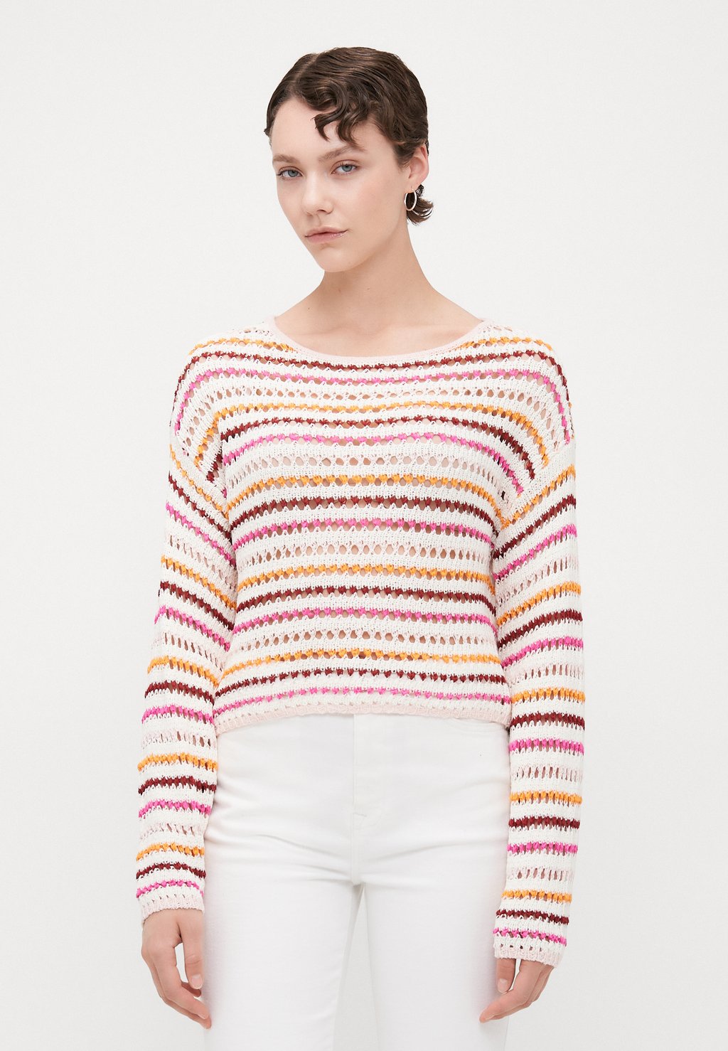 

Джемпер ONLGEENA SHORT STRIPE BOATNECK ONLY Tall, кремовый