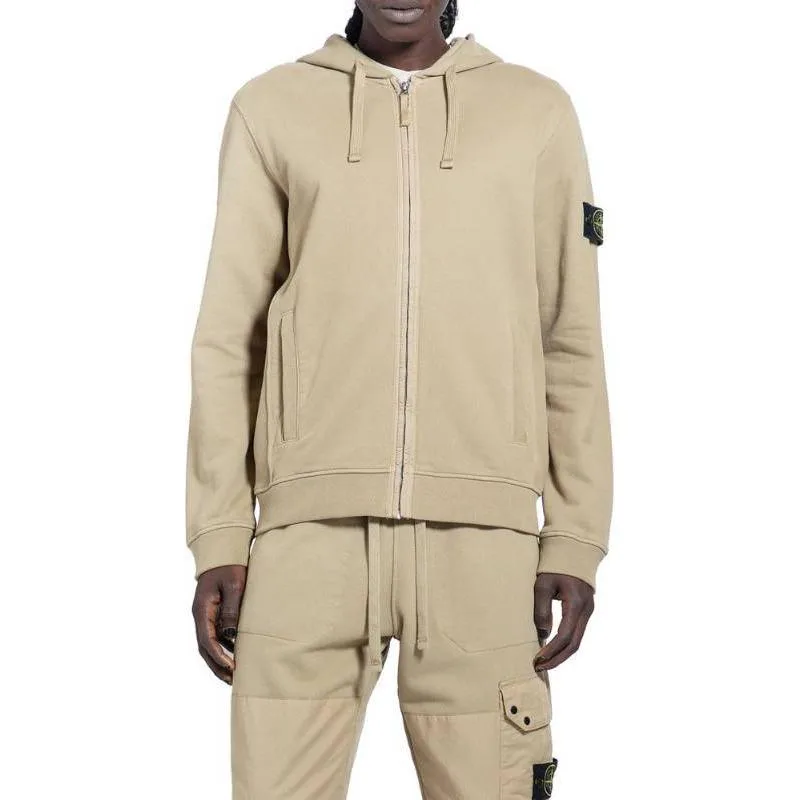 Толстовка с логотипом на молнии STONE ISLAND, бежевый