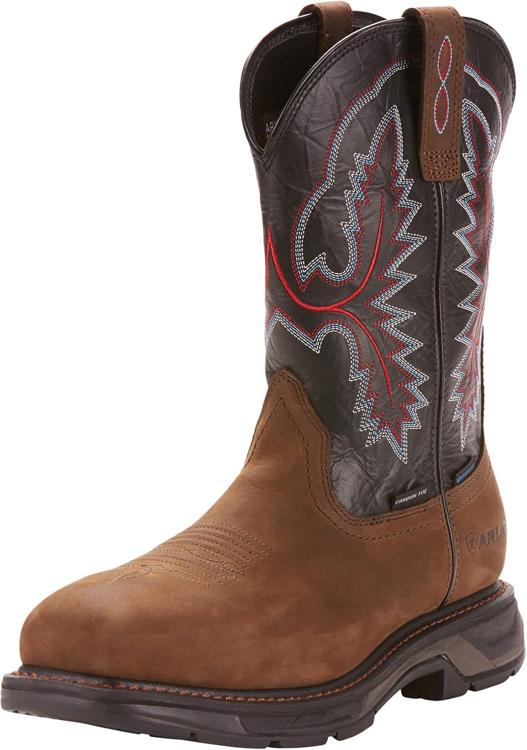 

Мужские ботинки Ariat Workhog Xt с широким квадратным носком и углеродным защитным носком, черный/коричневый/темно-коричневый