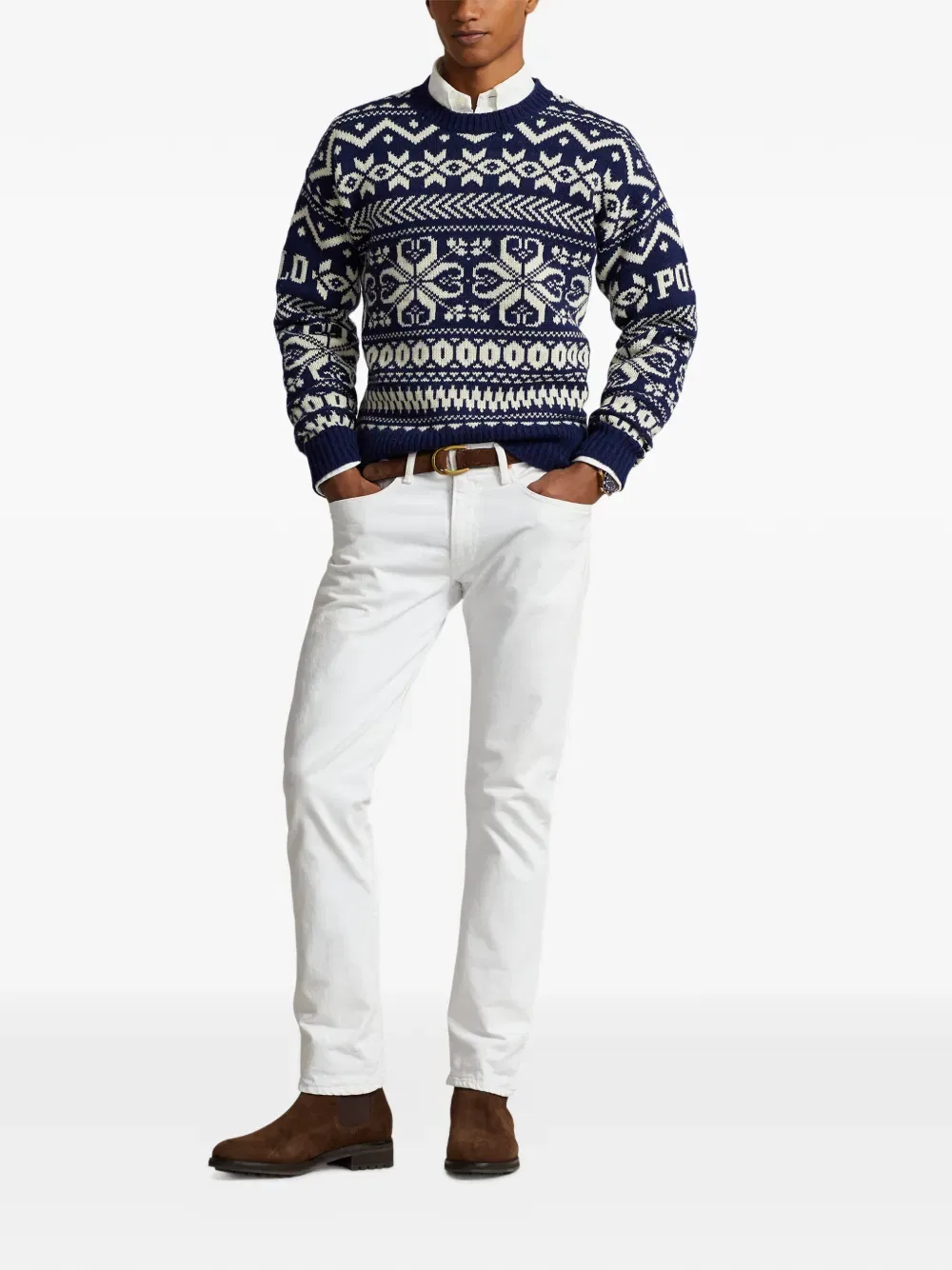Свитер с интарсией и логотипом в стиле Fair Isle Polo Ralph Lauren, синий — фото 2