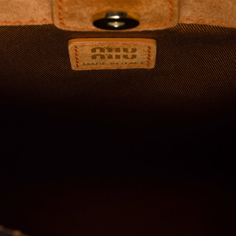 MIU MIU Женская сумка через плечо из телячьей кожи Dark Brown & Wood Melon — фото 4