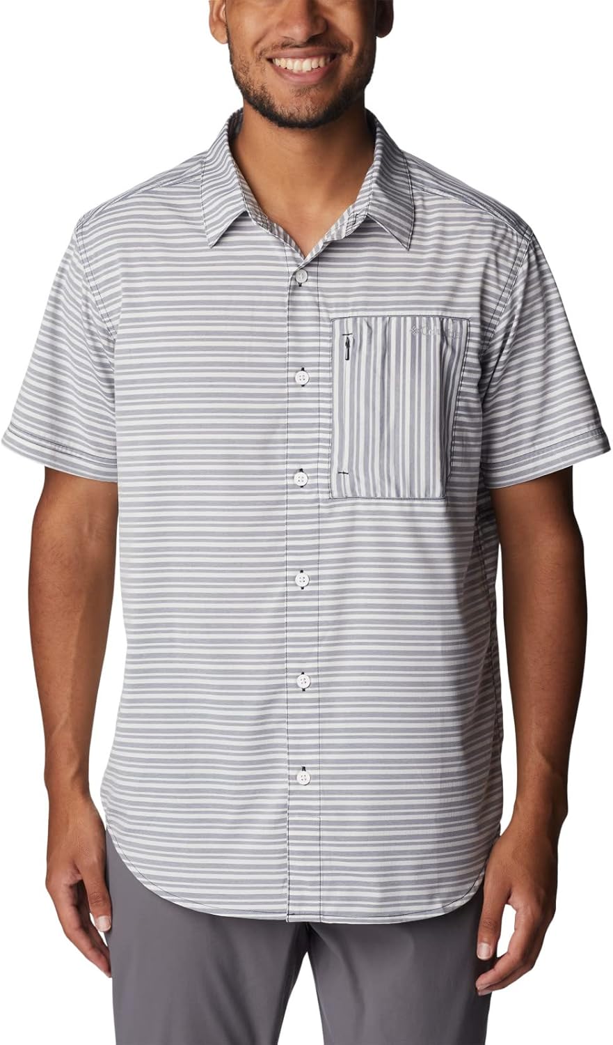 

Мужская рубашка Columbia Twisted Creek II с коротким рукавом, Collegiate Navy Basic Stripe