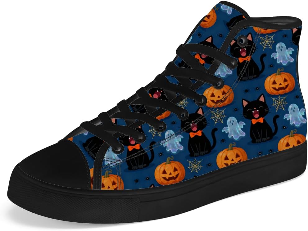 

Мужские и женские высокие кеды с кошкой на тканевой основе, высокие кроссовки на шнуровке, повседневная обувь Chebing, синий