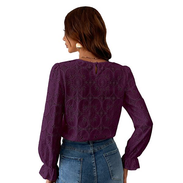 

Женская блузка с цветочной вышивкой Cupshe, Purple