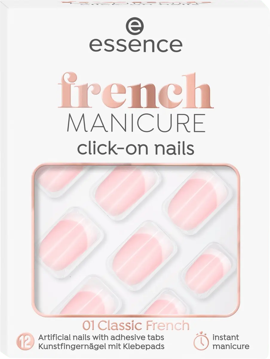 

Накладные ногти Французский маникюр Click-On 01 Classic French 12 шт. essence