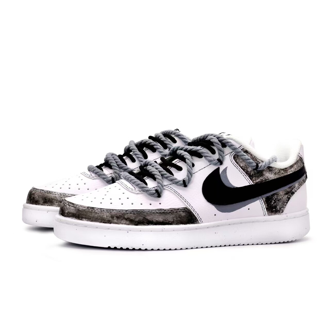 Кроссовки Nike Court Vision 1 Skateboard Shoes Men Low-Top Black White Gray — фото 3