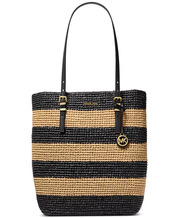 

Крупная плетеная сумка-тоут Quinn North South Michael Kors, черный