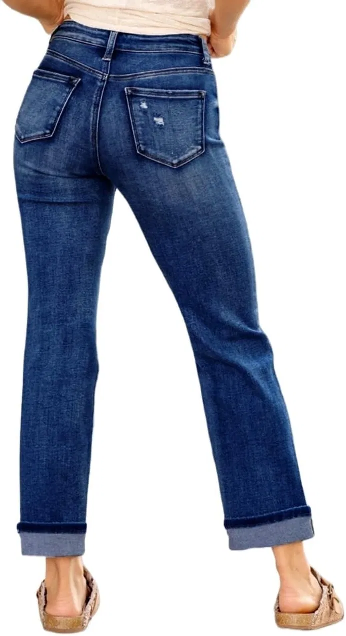 Джинсы прямые, темная стирка, Women's Legendary Mid Rise Jean Elastic
