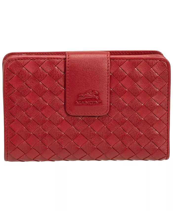 

Женская коллекция Basket Weave, мини-кошелек-клатч с защитой RFID Mancini, красный