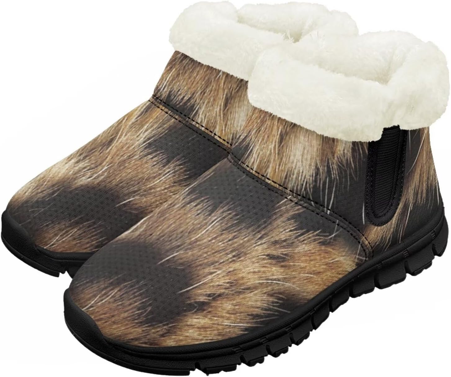 

Детские водонепроницаемые зимние ботинки для снега - теплые, с меховой подкладкой для мальчиков и девочек (малыши/маленькие дети/старшие дети), черная подошва Pzuqiu, Leopard Print