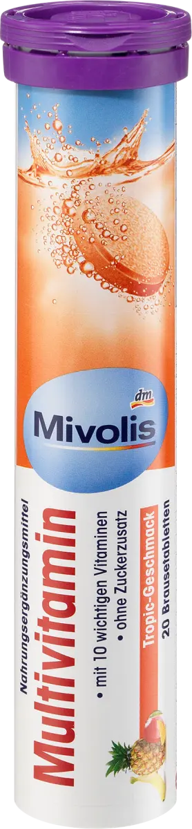 

Таблетки мультивитаминные шипучие 20 штук по 82 г Mivolis