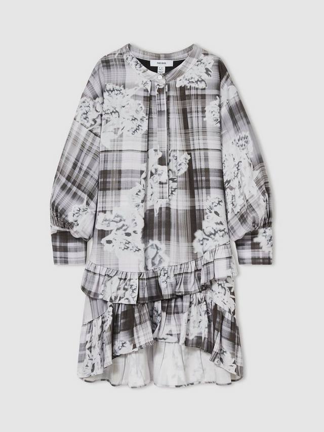 

Детское платье Alodie с цветочным принтом и рюшами Reiss, Grey