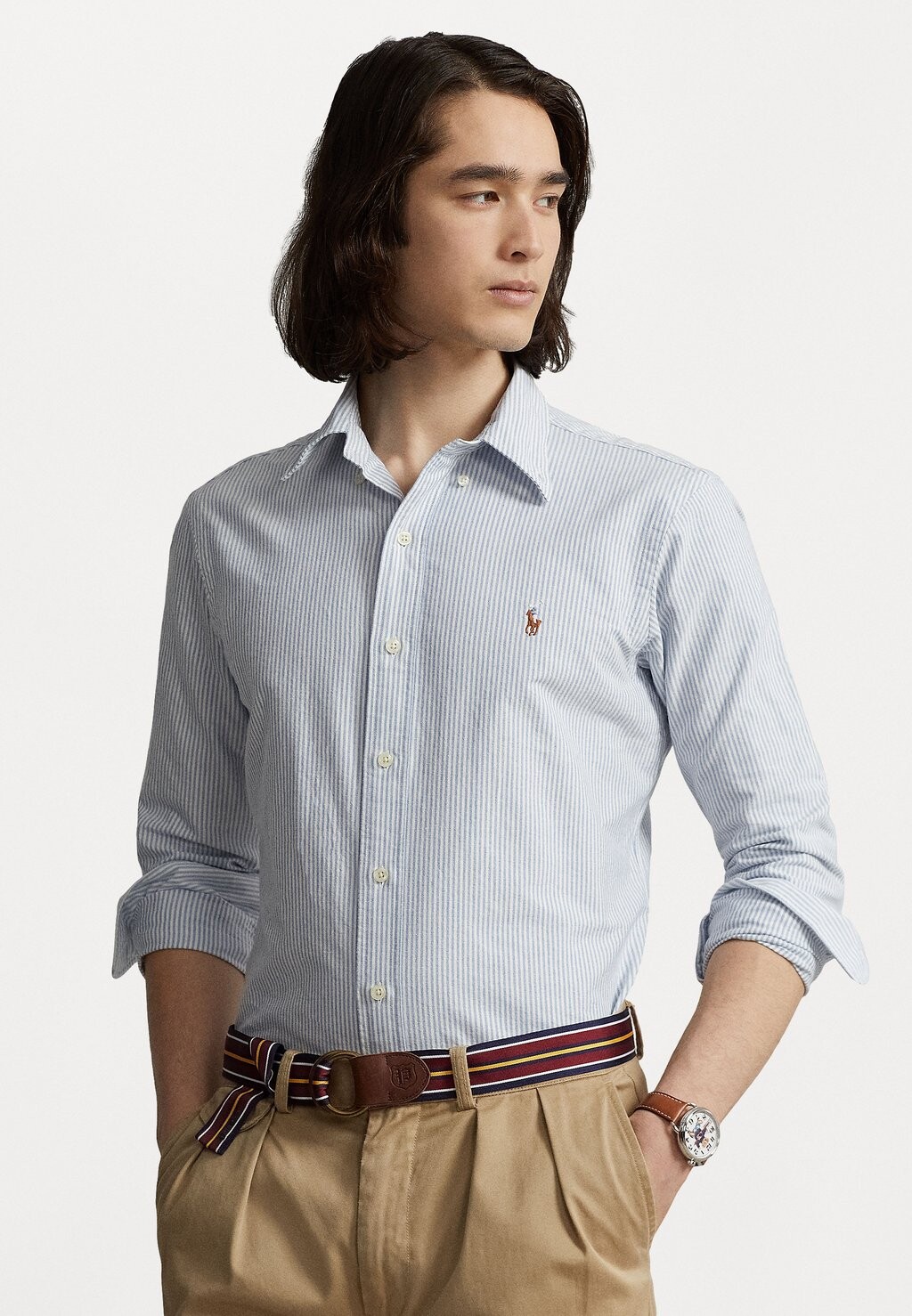 Рубашка ОКСФОРДСКАЯ РУБАШКА CUSTOM FIT Polo Ralph Lauren, синий/белый