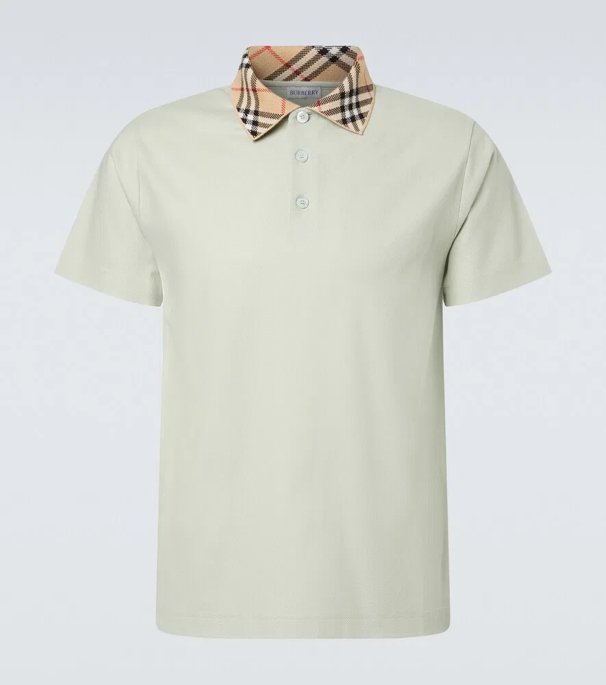Поло Burberry из хлопкового пике, зеленый