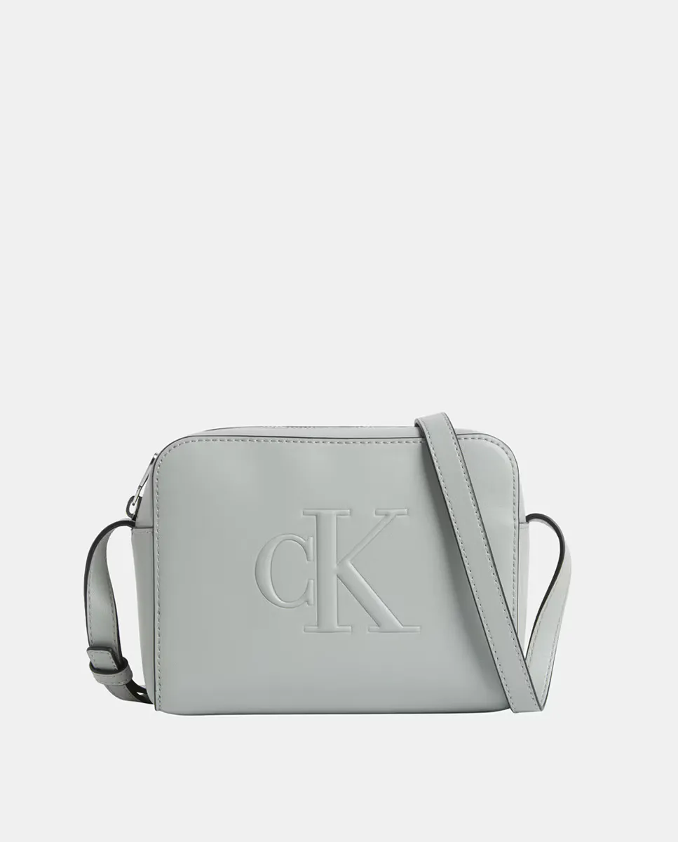 

Сумка через плечо с тисненой монограммой Calvin Klein, серый