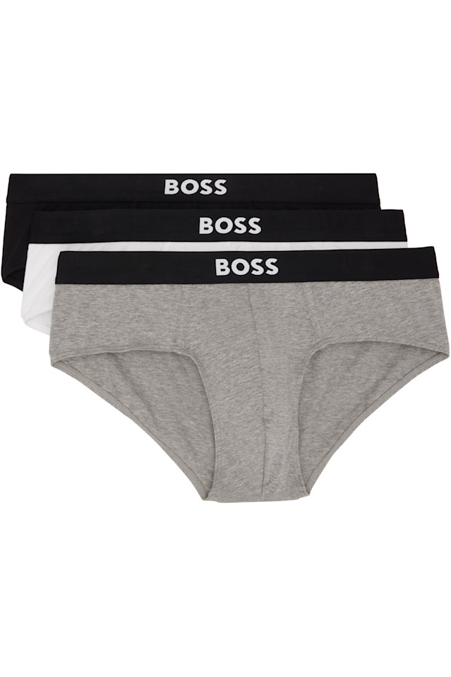 

Три пары трусов с белой лентой с логотипом Boss, мультиколор