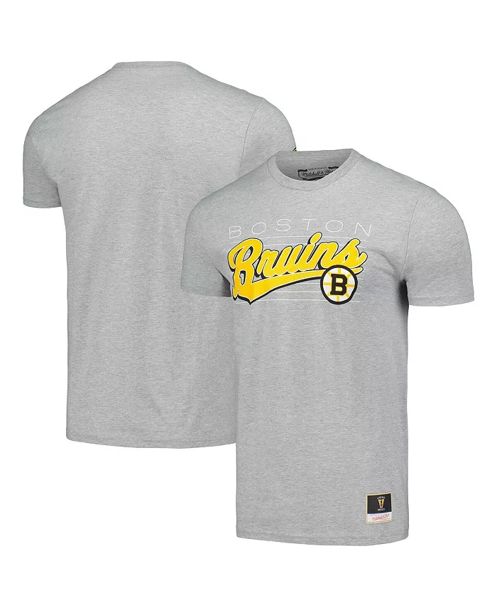 

Мужская футболка Heather Gray Boston Bruins 100th Anniversary Script Sweep Mitchell & Ness
