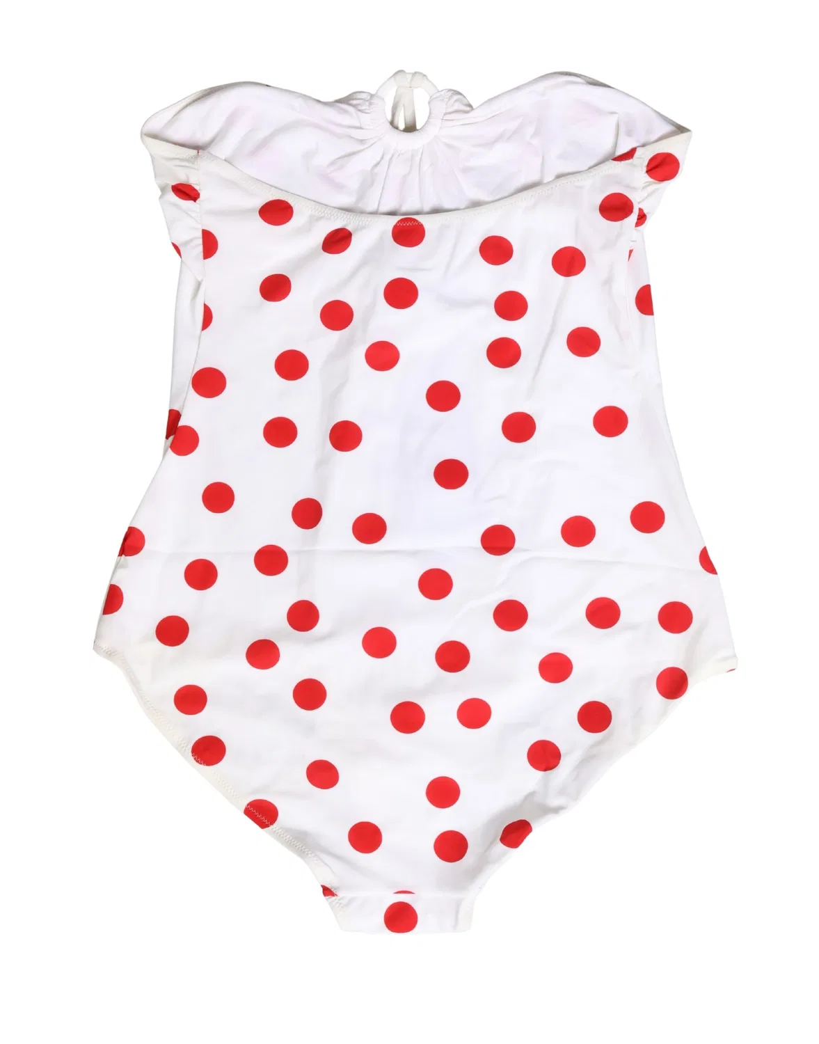 Женский купальник с принтом в горошек White Polka Dot One-Piece Swimsuit Dolce & Gabbana, White and Red — фото 3