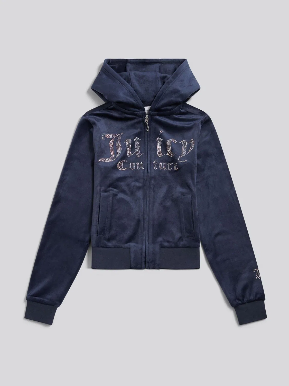 Худи на молнии, велюровое, с блестками Juicy Couture, синий