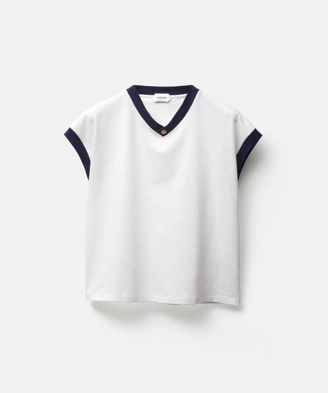 Мужская футболка с V-образным вырезом Slim Fit Stretch Cotton Jersey Versace, Белый — фото 3