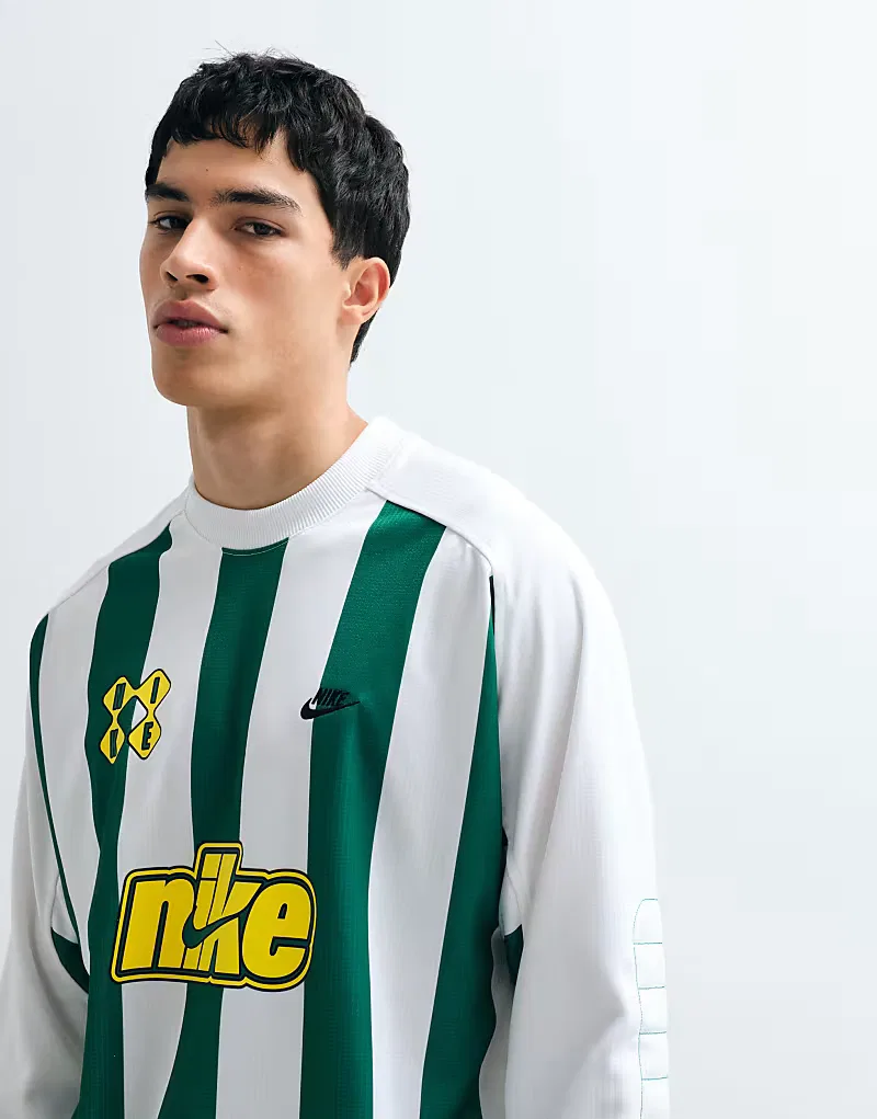 Топ вратарский Futbol в полоску Nike, зеленый/белый — фото 3