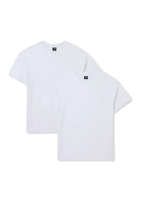 Футболки, 2 шт, хлопок, basic t-shirt, Terranova, белые — фото 4