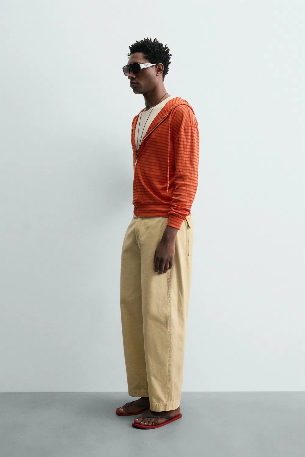 Полосатая толстовка ZARA, Orange — фото 4