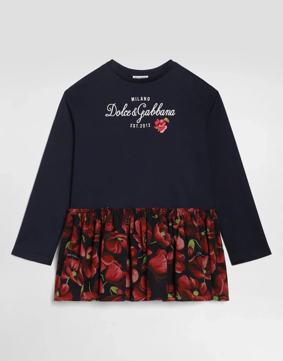Хлопковое платье с маками Dolce&Gabbana, синий