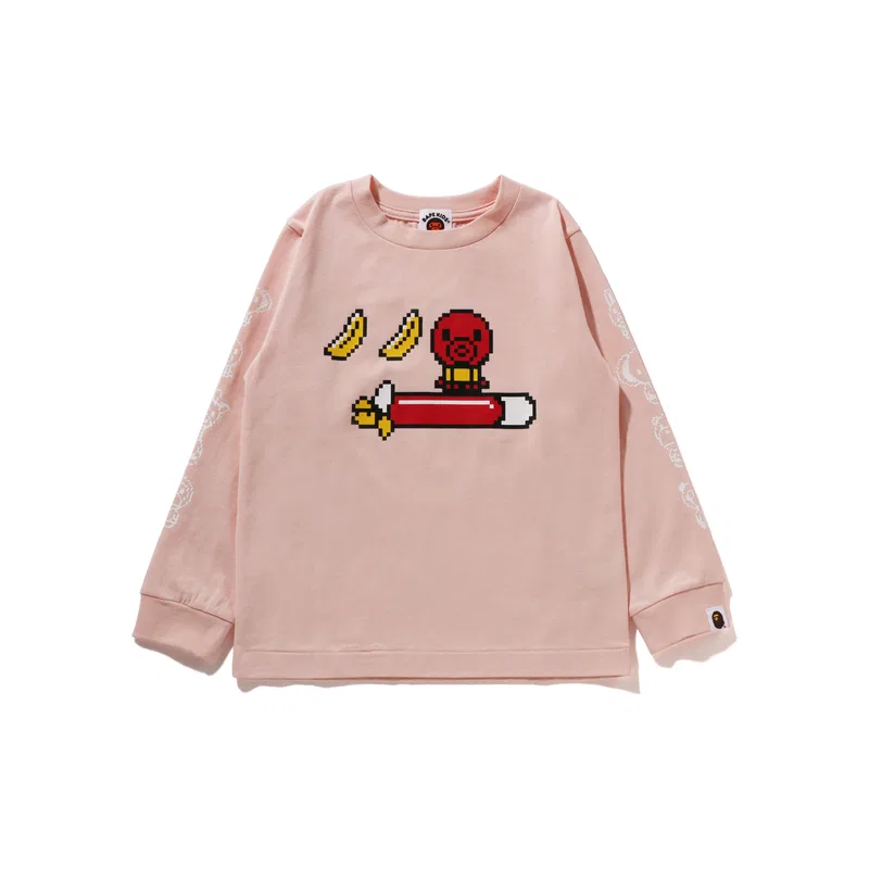 Детская футболка с длинным рукавом A BATHING APE, Pink PKX