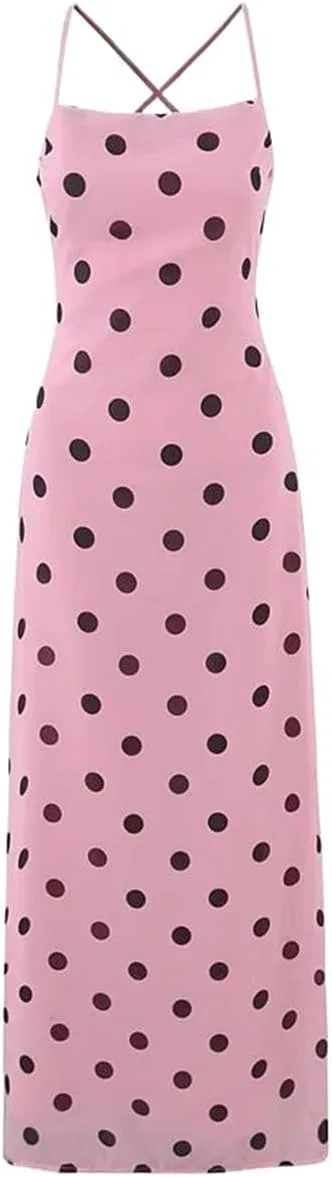Женское вечернее платье с горошком Bodycon Maxi, Pink