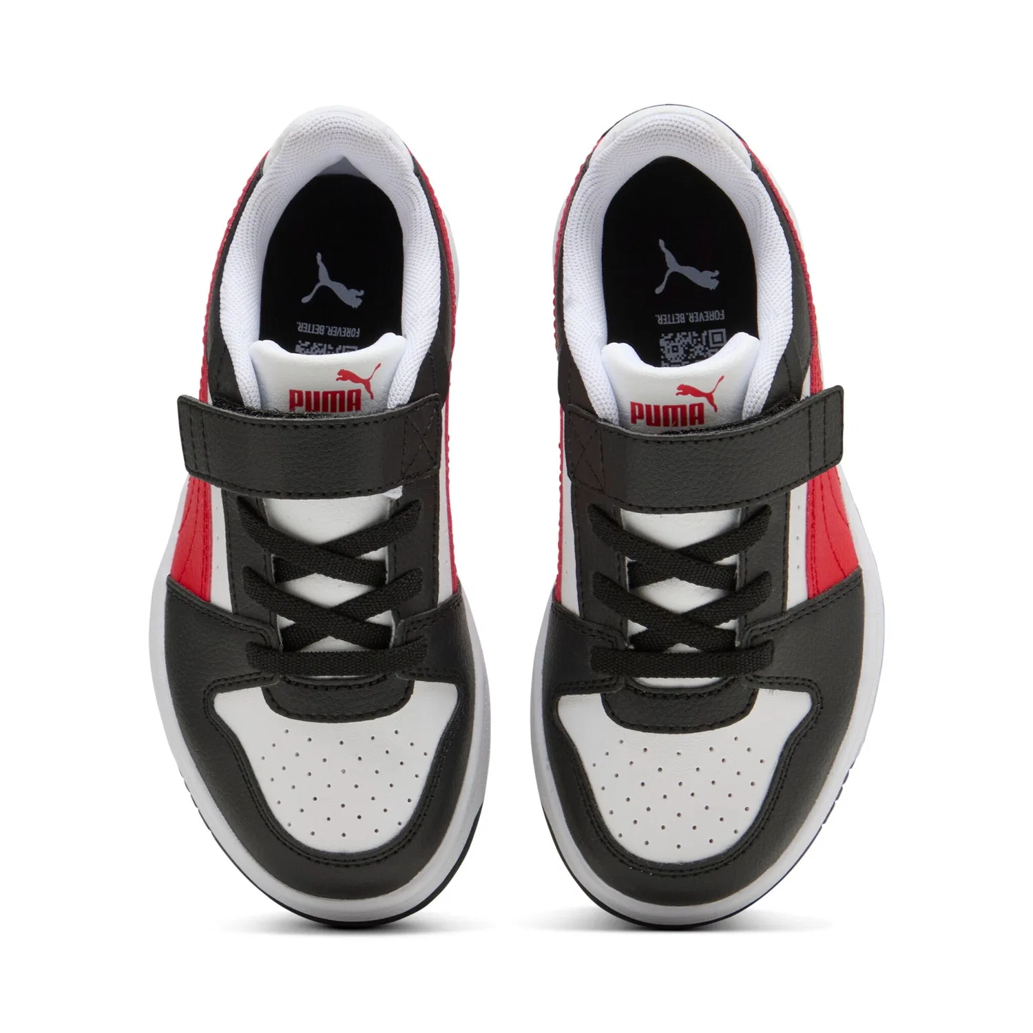 Детские кроссовки с липучками Rebound Slam Lo Ac PS PUMA, Black/Red/White — фото 4