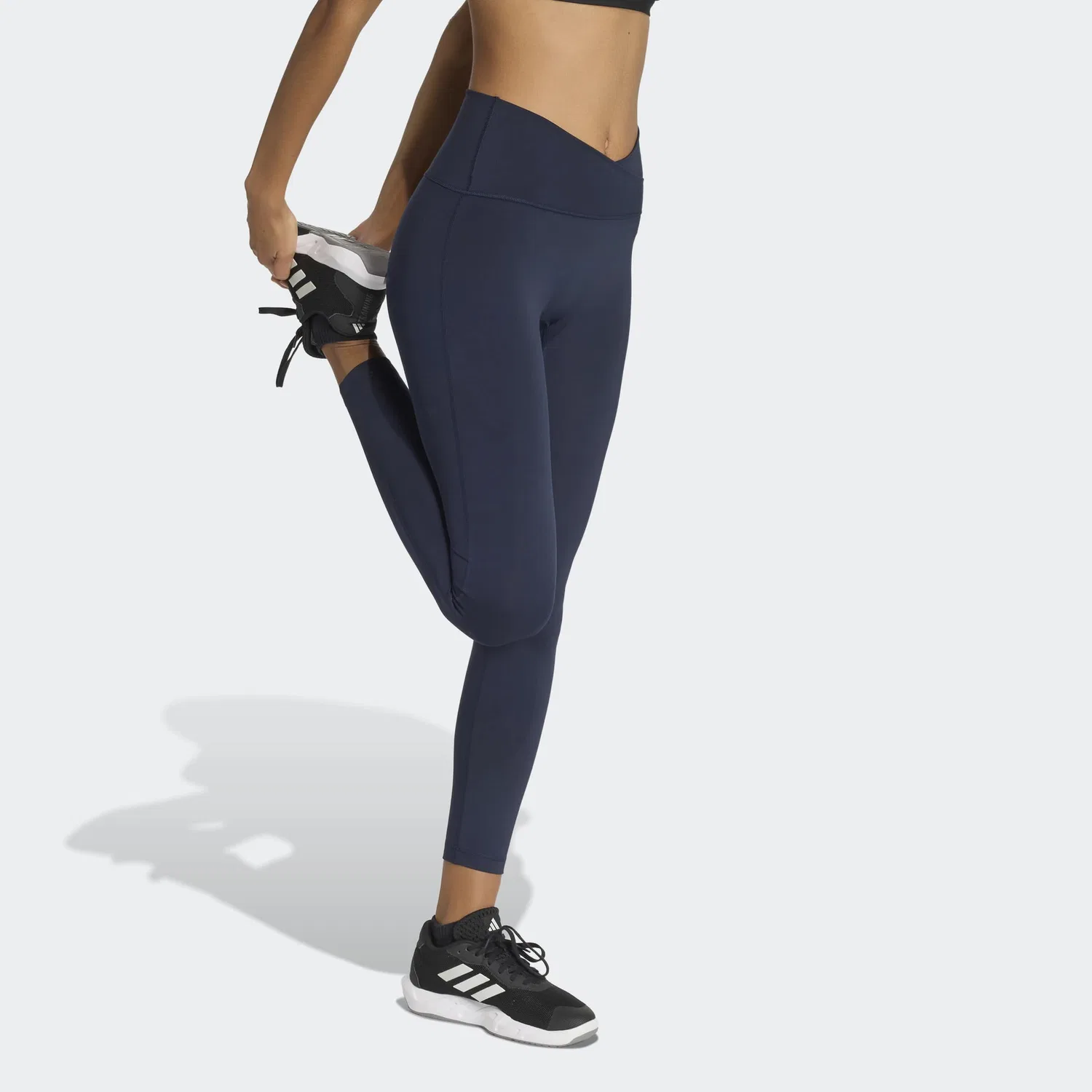 Спортивные легинсы Adidas Performance Skinny Workout Pants Studio All Me темно-синего цвета — фото 2