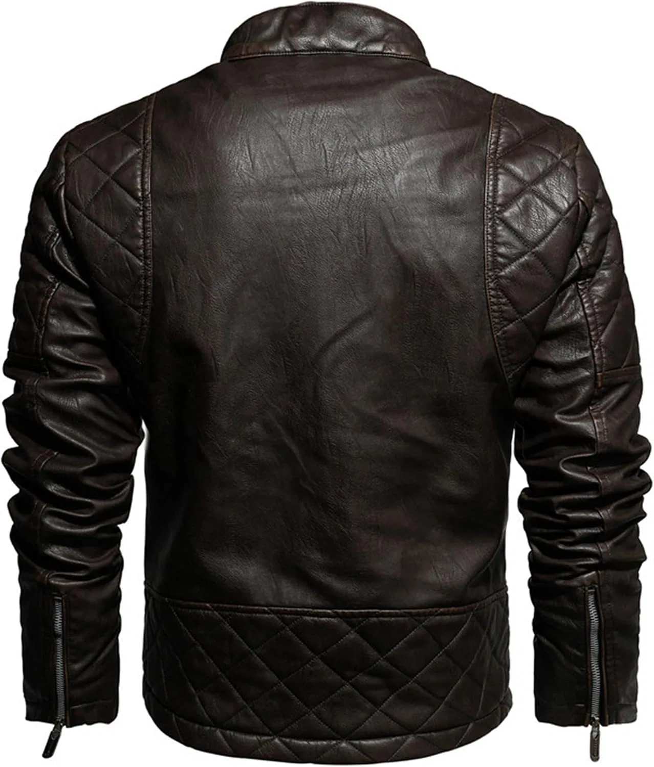 Мужское хлопковое пальто-бомбер Faux Leather Fleece Jacket, кофейный — фото 3